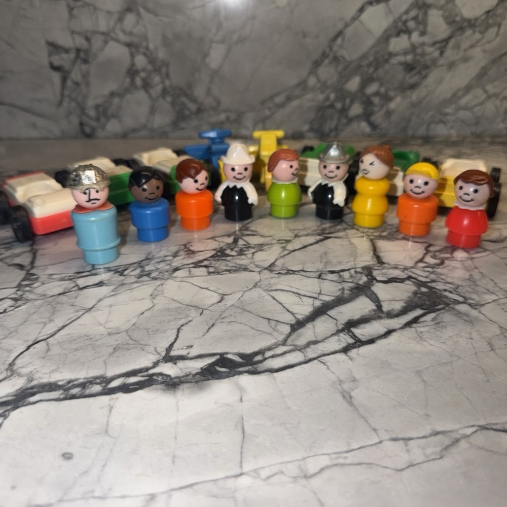 VTG Fisher Price Little People Lot Cars Bikes Figures